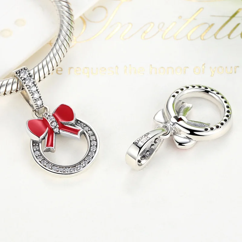 (image for) Pandora Style Silver Christmas Wreath Dangle - SCC077 - View 2