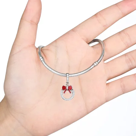 Pandora Style Silver Christmas Wreath Dangle - SCC077