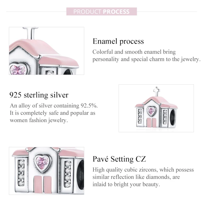 (image for) Pandora Style Silver Church Charm - SCC1810 - View 7