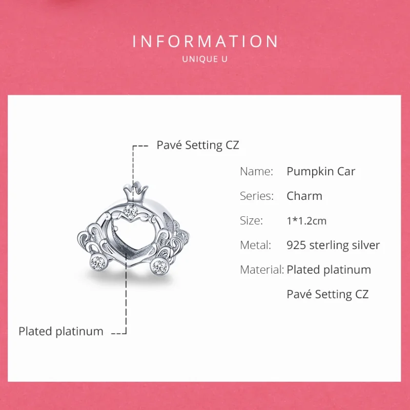 (image for) Pandora Style Silver Cinderella's Pumpkin Car Charm - BSC270 - View 6