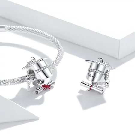 Pandora Style Silver College Graduation Cap Charm - BSC357