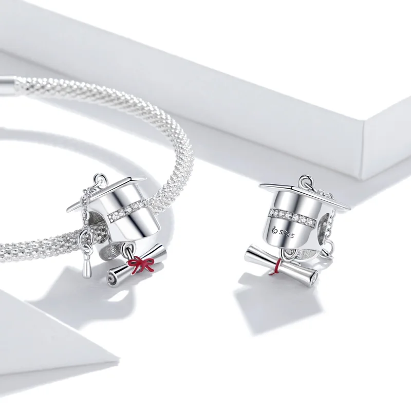 (image for) Pandora Style Silver College Graduation Cap Charm - BSC357 - View 4