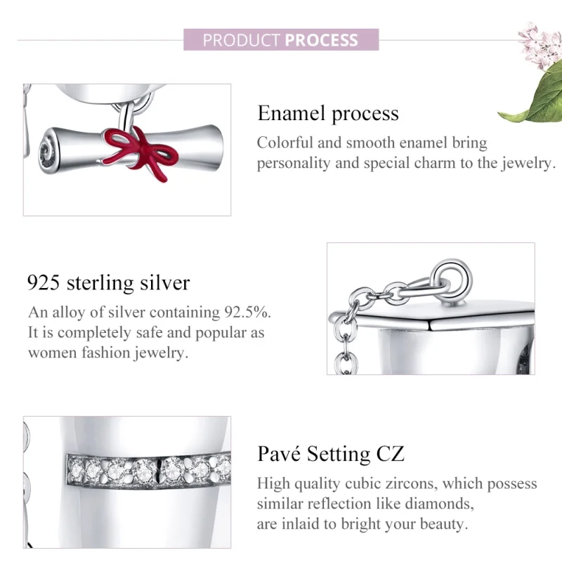 (image for) Pandora Style Silver College Graduation Cap Charm - BSC357 - View 8