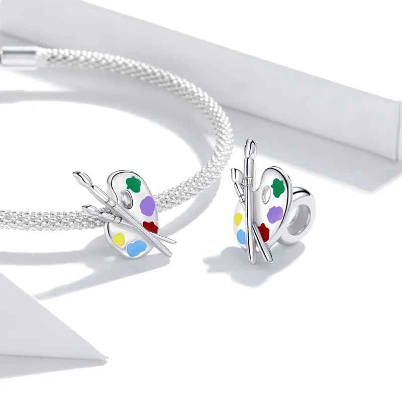 (image for) Pandora Style Silver Colorful Art Palette Charm - BSC359 - View 4