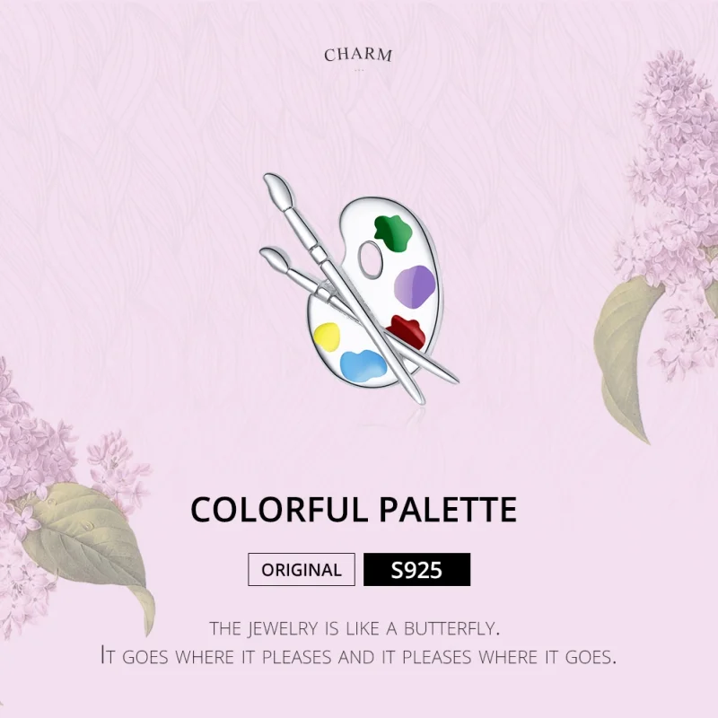 (image for) Pandora Style Silver Colorful Art Palette Charm - BSC359 - View 6