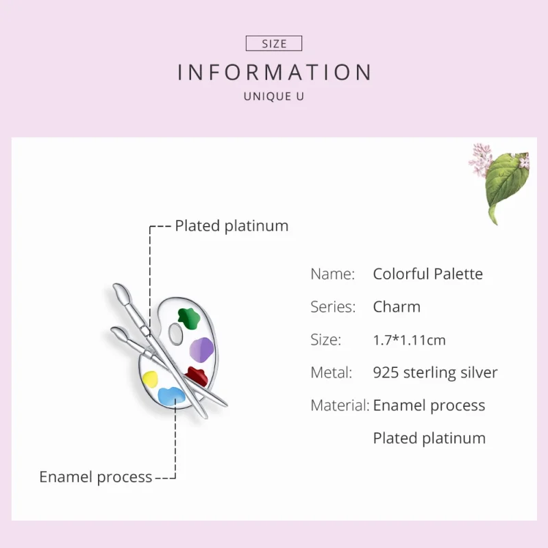 (image for) Pandora Style Silver Colorful Art Palette Charm - BSC359 - View 7