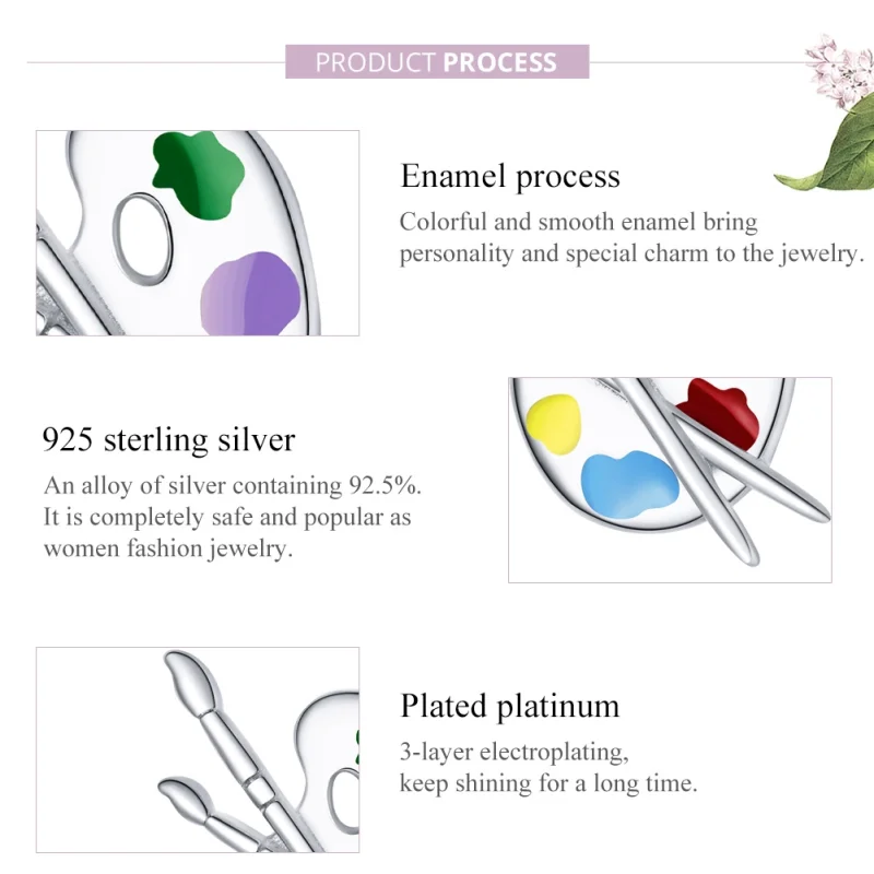 (image for) Pandora Style Silver Colorful Art Palette Charm - BSC359 - View 8
