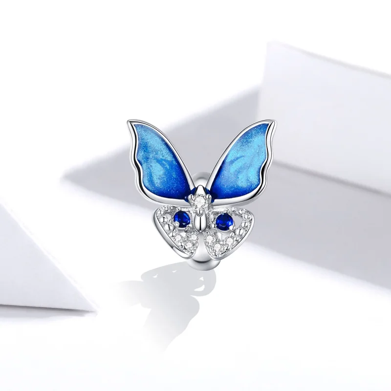 (image for) Pandora Style Silver Colorful Butterfly Charm - BSC405 - View 2