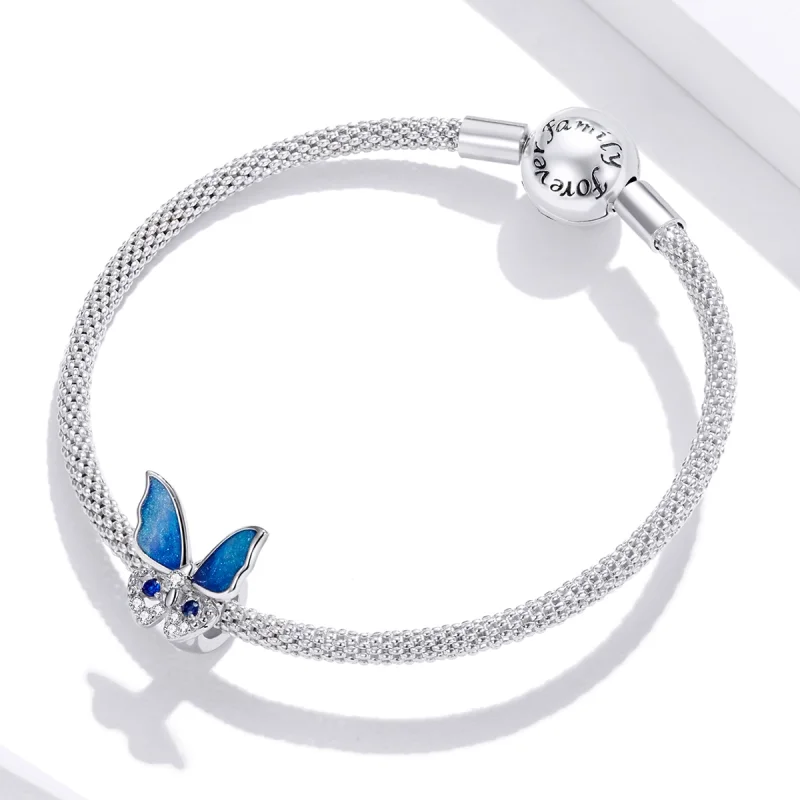 (image for) Pandora Style Silver Colorful Butterfly Charm - BSC405 - View 3