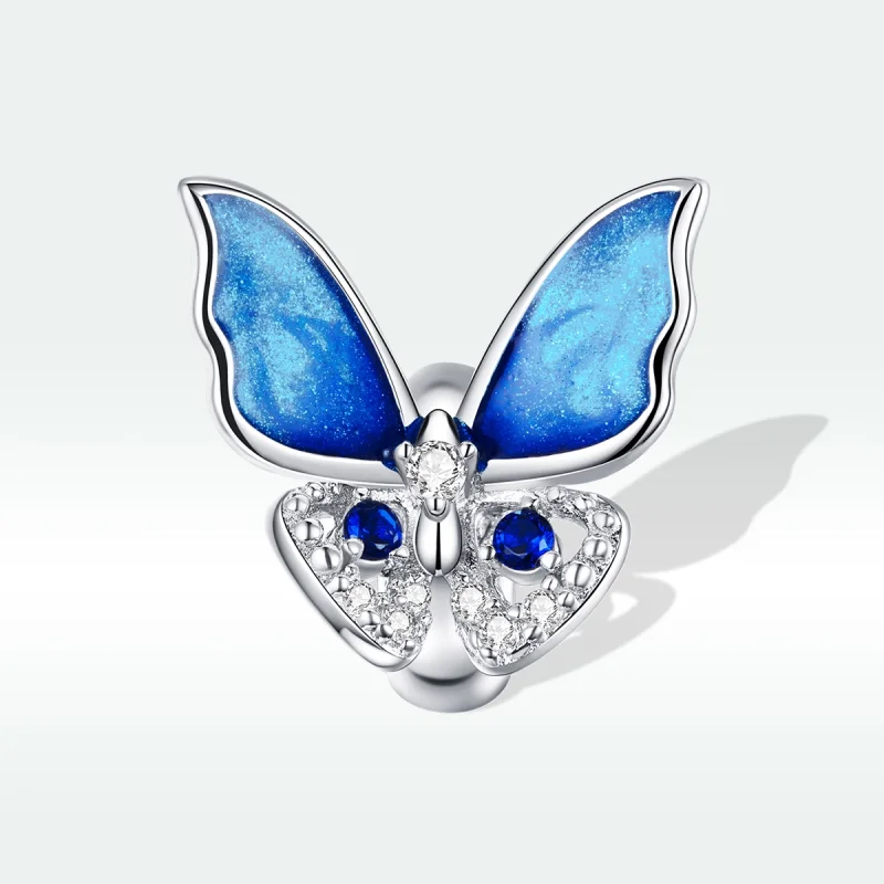 (image for) Pandora Style Silver Colorful Butterfly Charm - BSC405 - View 5