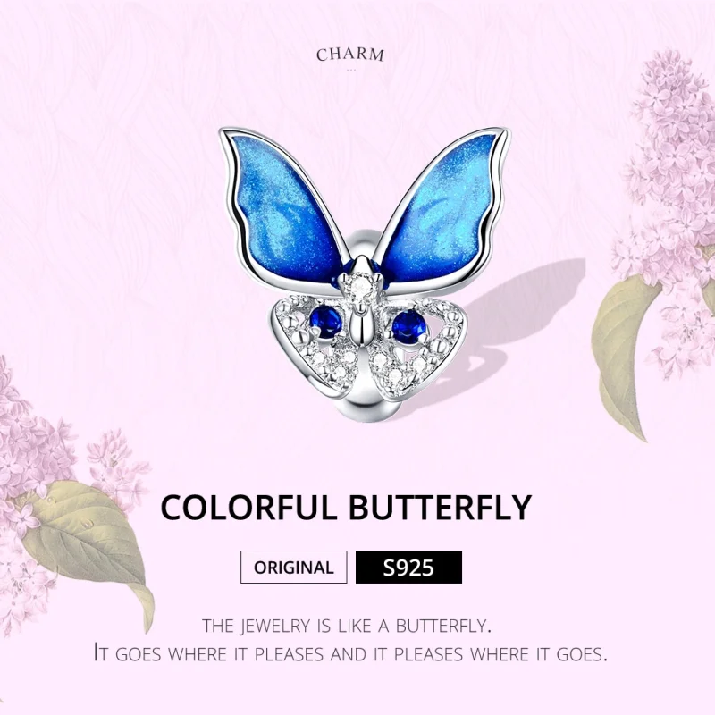 (image for) Pandora Style Silver Colorful Butterfly Charm - BSC405 - View 6