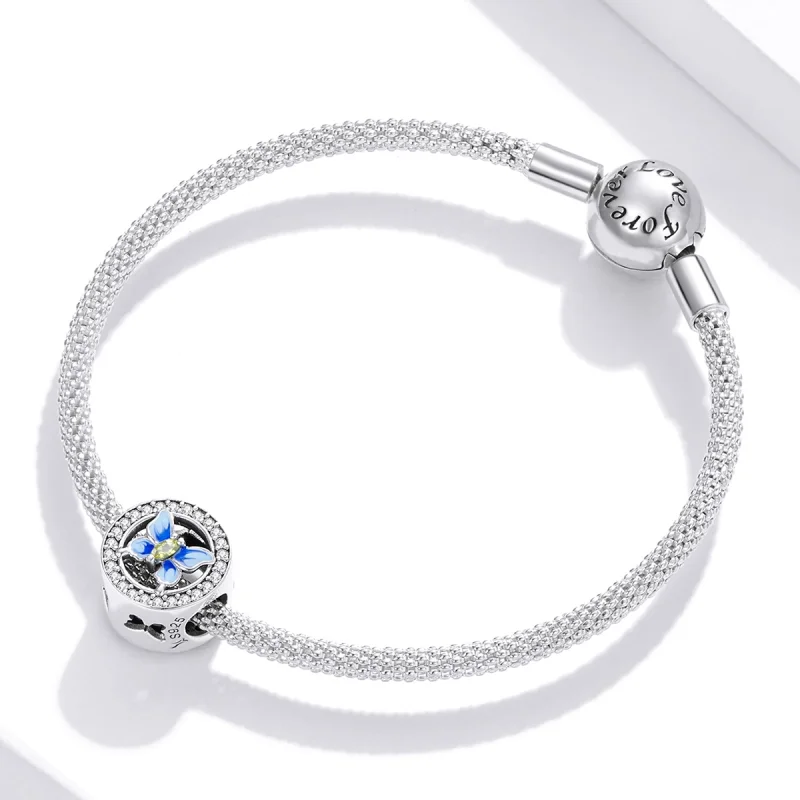 (image for) Pandora Style Silver Colorful Butterfly Charm - SCC1682 - View 3