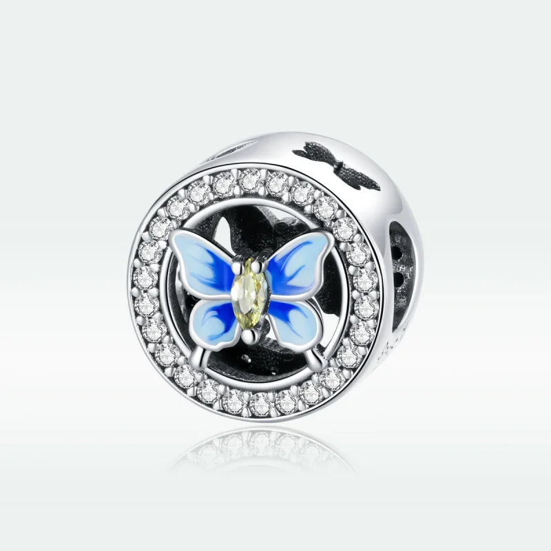 (image for) Pandora Style Silver Colorful Butterfly Charm - SCC1682 - View 5