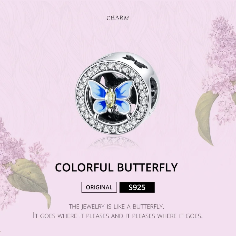 (image for) Pandora Style Silver Colorful Butterfly Charm - SCC1682 - View 6