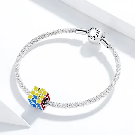 Pandora Style Silver Colorful Cube Charm - SCC1640