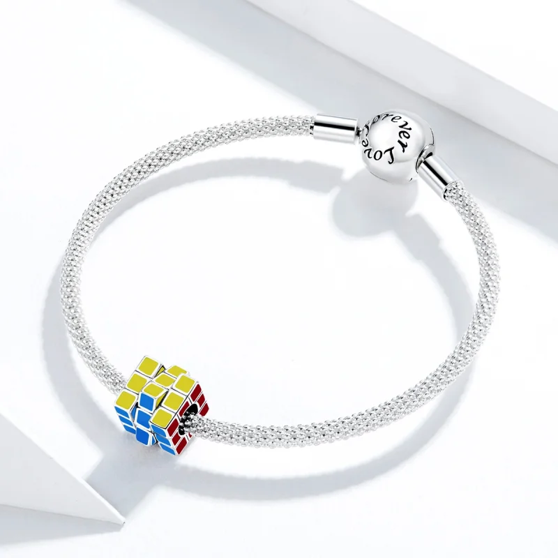 (image for) Pandora Style Silver Colorful Cube Charm - SCC1640 - View 3