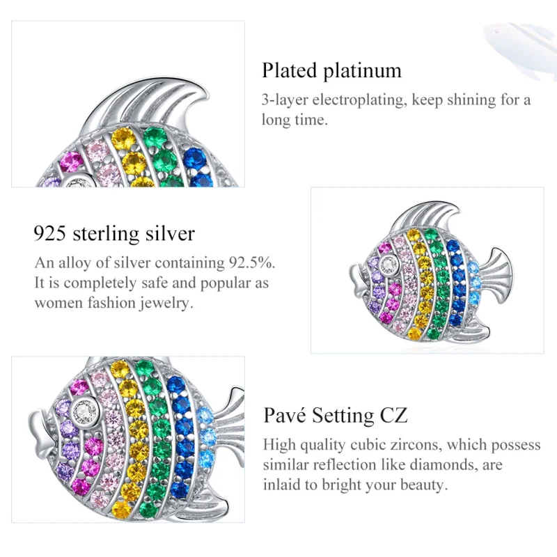 (image for) Pandora Style Silver Colorful Fish Charm - SCC1803 - View 7