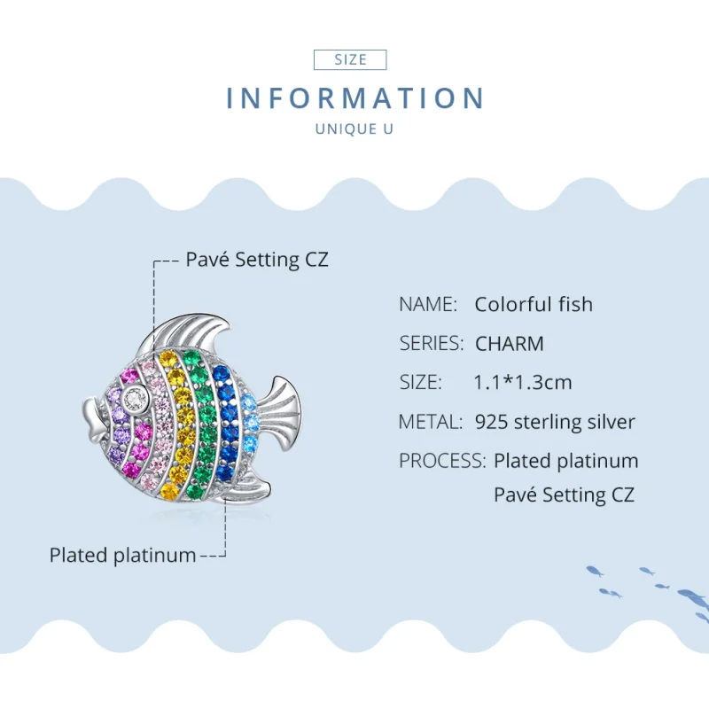 (image for) Pandora Style Silver Colorful Fish Charm - SCC1803 - View 8