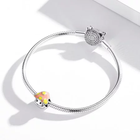 Pandora Style Silver Colorful Little Mushrooms Charm - SCC1853