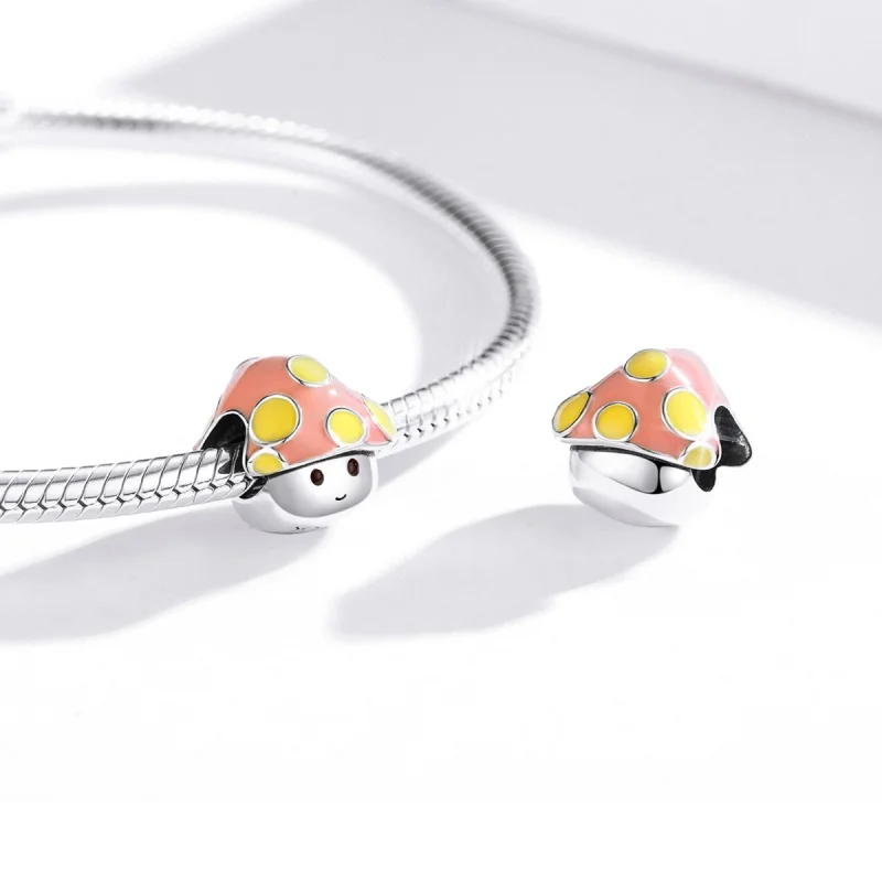 (image for) Pandora Style Silver Colorful Little Mushrooms Charm - SCC1853 - View 4