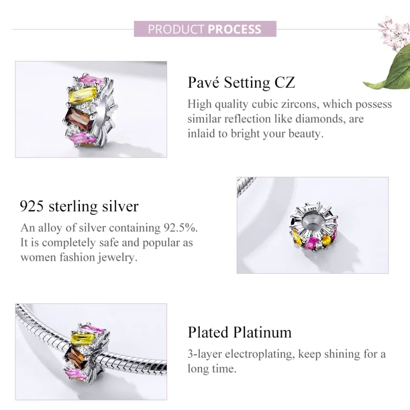 (image for) Pandora Style Silver Colorful Zirconium Spacer - SCC1182 - View 4