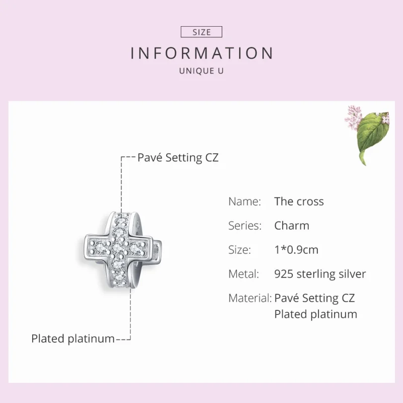 (image for) Pandora Style Silver Cross Charm - SCC1292 - View 2