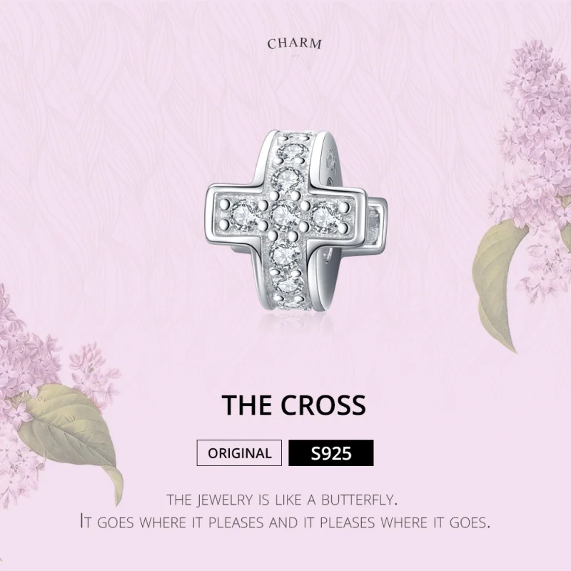 (image for) Pandora Style Silver Cross Charm - SCC1292 - View 4