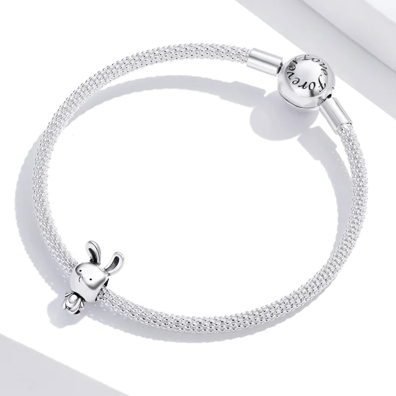 (image for) Pandora Style Silver Cute Bunny Charm - SCC1517 - View 3