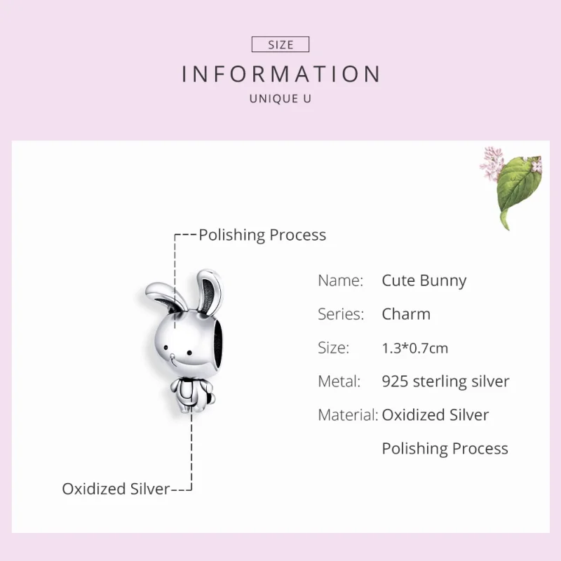 (image for) Pandora Style Silver Cute Bunny Charm - SCC1517 - View 7