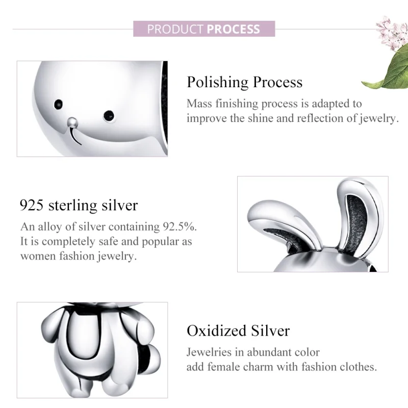 (image for) Pandora Style Silver Cute Bunny Charm - SCC1517 - View 8