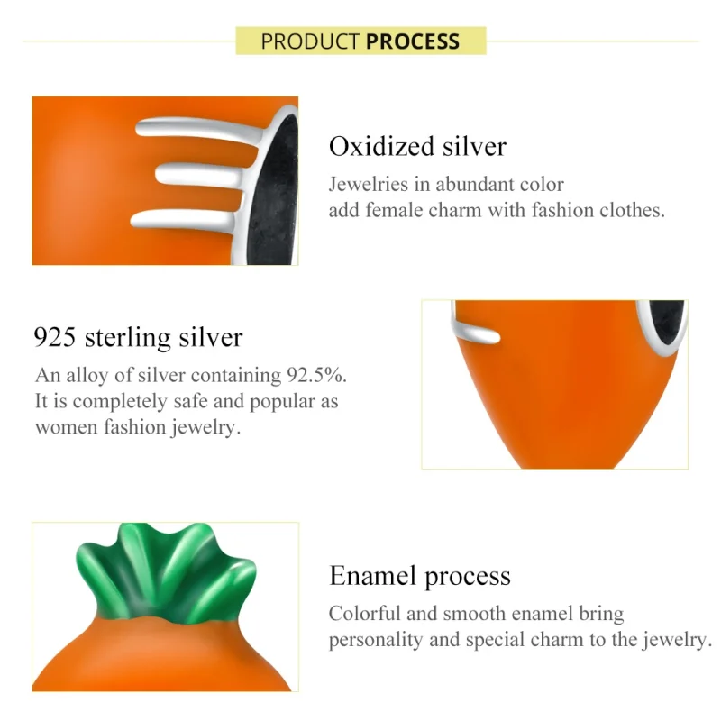 (image for) Pandora Style Silver Cute Carrot Charm - SCC1591 - View 7