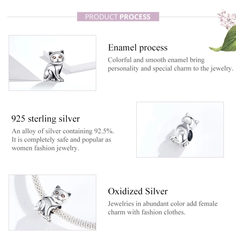 (image for) Pandora Style Silver Cute Cat Charm - SCC1305 - View 2