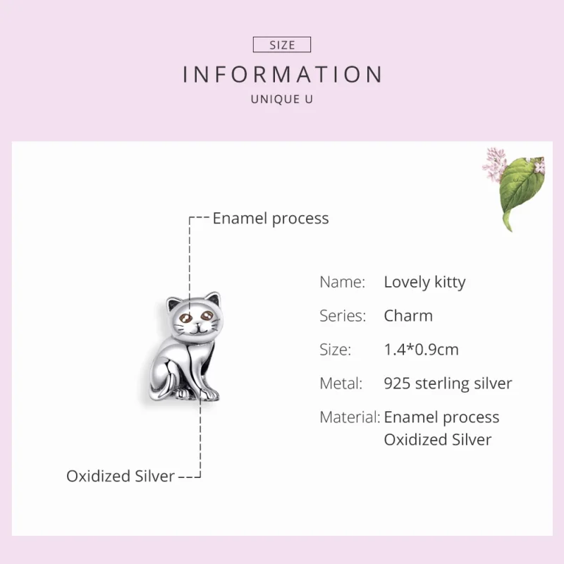 (image for) Pandora Style Silver Cute Cat Charm - SCC1305 - View 4