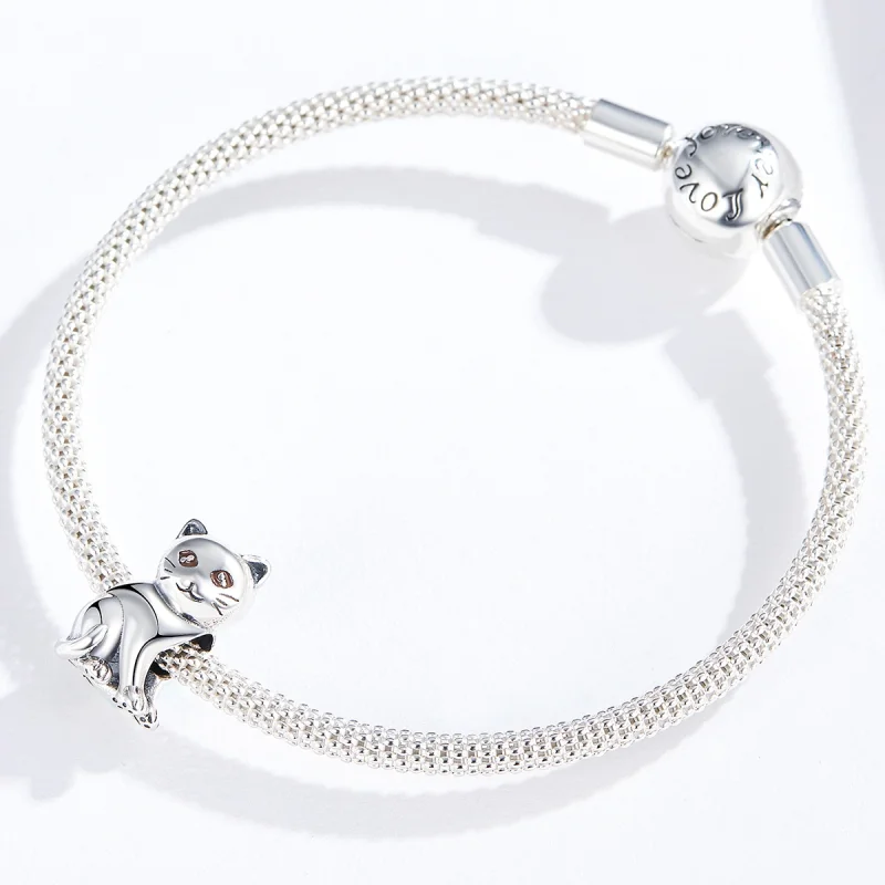 (image for) Pandora Style Silver Cute Cat Charm - SCC1305 - View 5