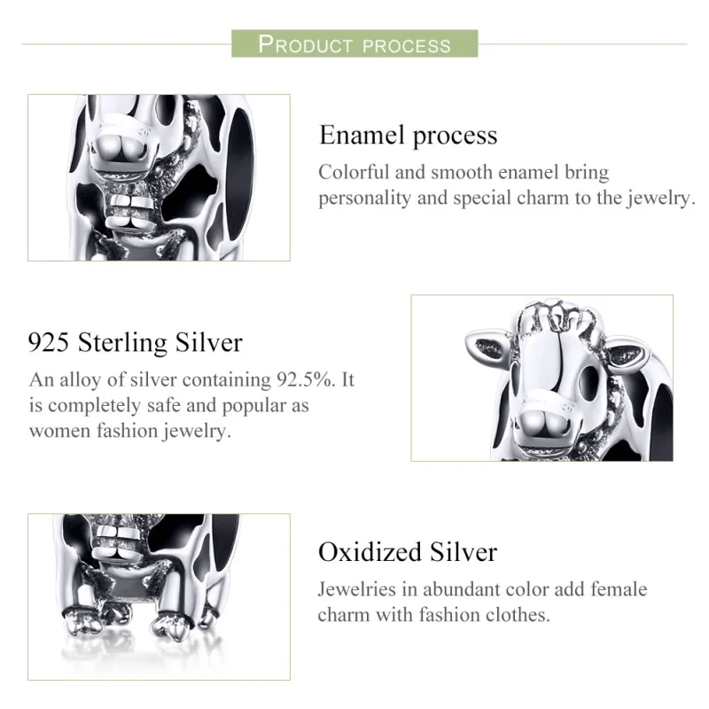 (image for) Pandora Style Silver Cute Cattle Charm - SCC1049 - View 4