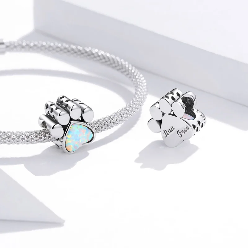 (image for) Pandora Style Silver Cute Dog Paw Charm - SCC1676 - View 4