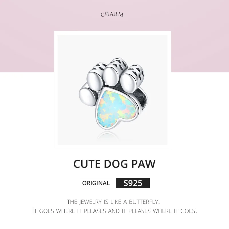 (image for) Pandora Style Silver Cute Dog Paw Charm - SCC1676 - View 6