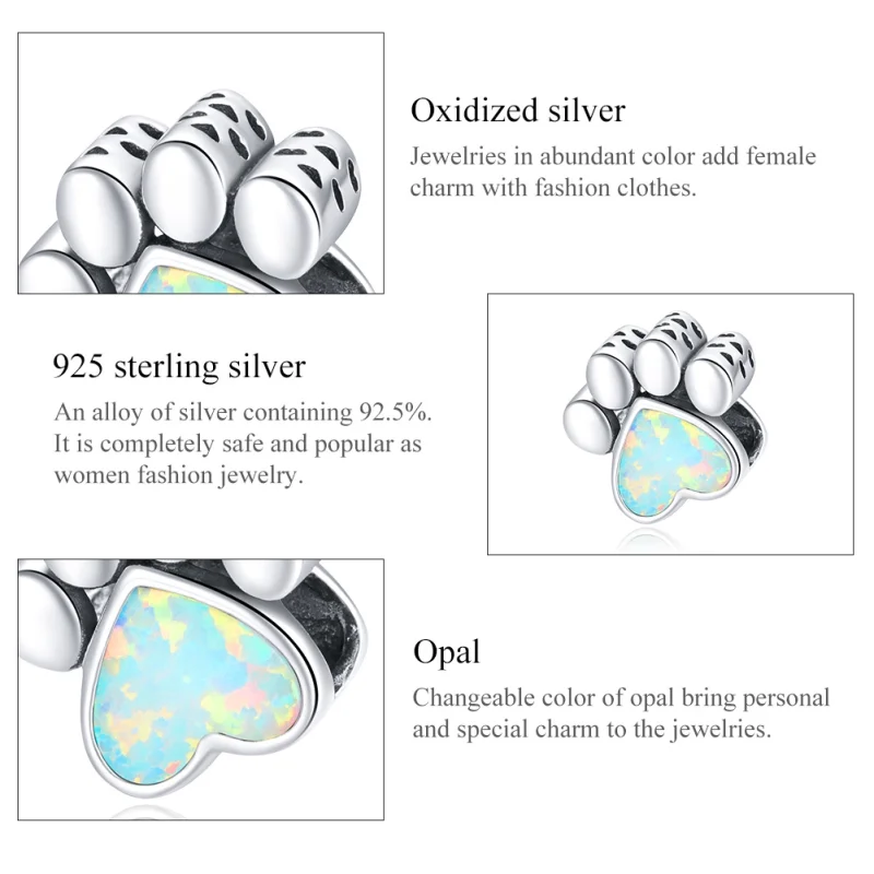 (image for) Pandora Style Silver Cute Dog Paw Charm - SCC1676 - View 7