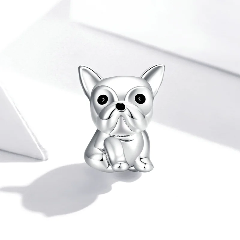 (image for) Pandora Style Silver Cute Frenchie Bulldog Charm - SCC1599 - View 2