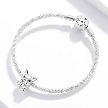 Pandora Style Silver Cute Frenchie Bulldog Charm - SCC1599