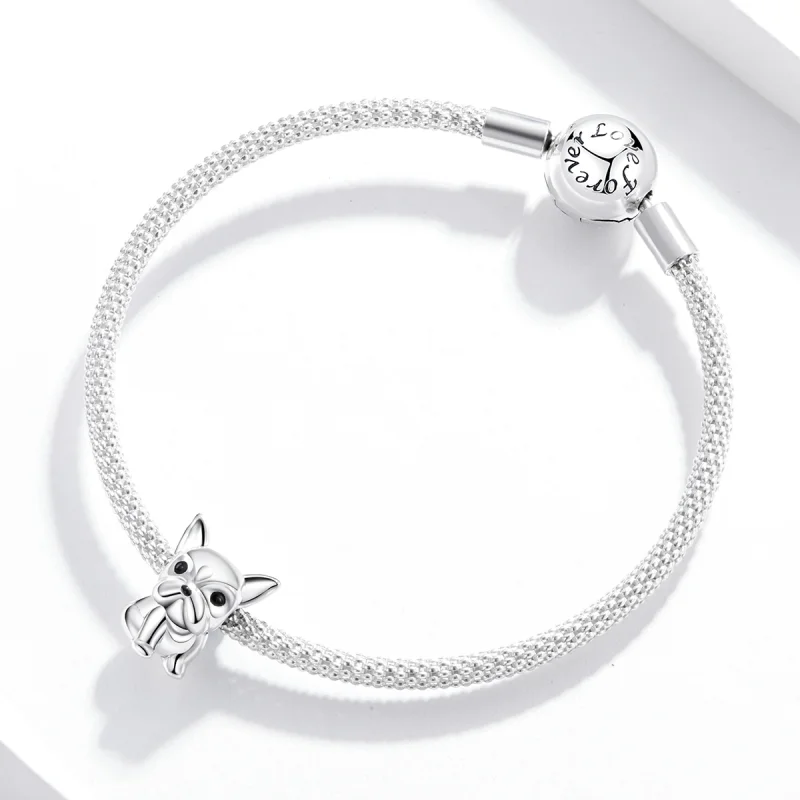 (image for) Pandora Style Silver Cute Frenchie Bulldog Charm - SCC1599 - View 3