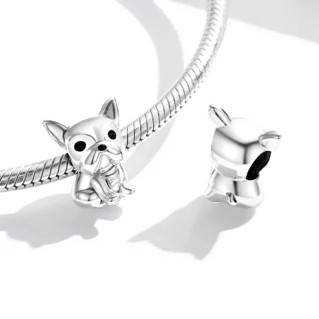Pandora Style Silver Cute Frenchie Bulldog Charm - SCC1599