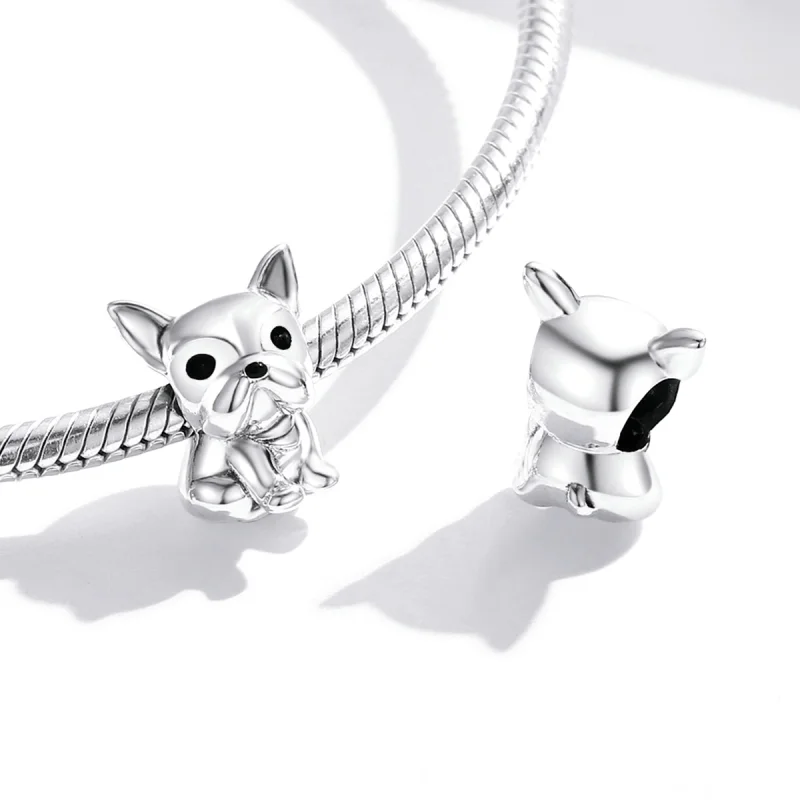 (image for) Pandora Style Silver Cute Frenchie Bulldog Charm - SCC1599 - View 4