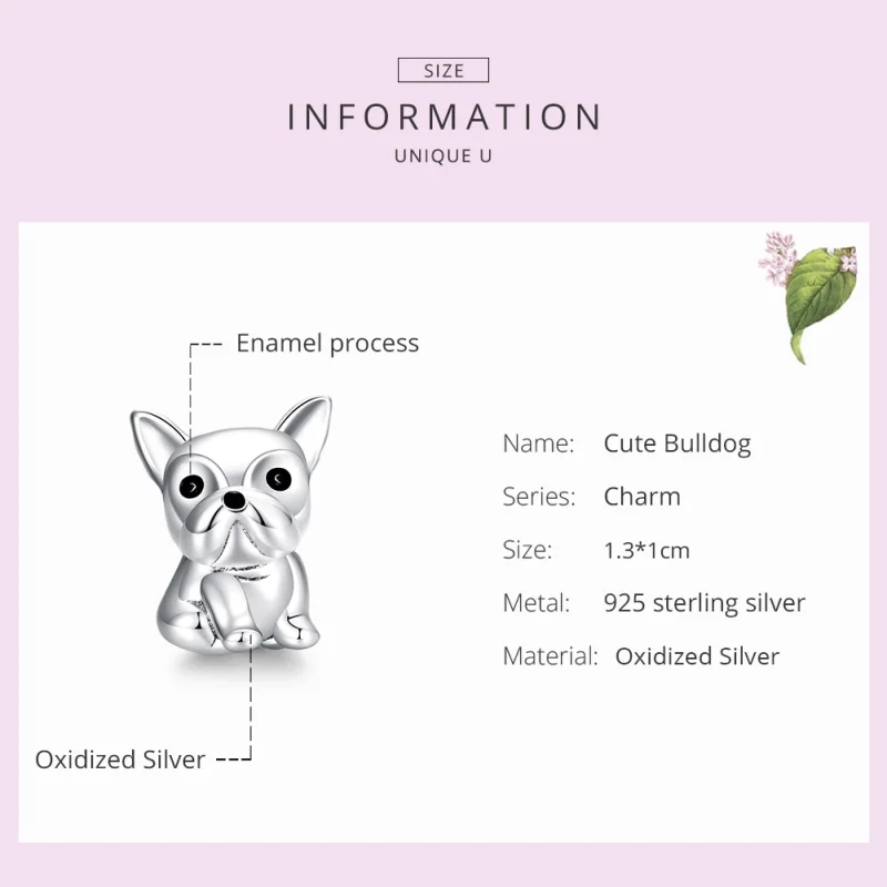(image for) Pandora Style Silver Cute Frenchie Bulldog Charm - SCC1599 - View 7