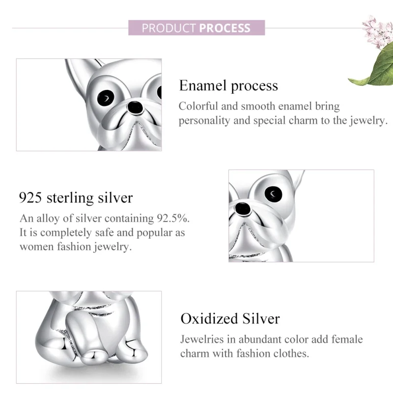(image for) Pandora Style Silver Cute Frenchie Bulldog Charm - SCC1599 - View 8