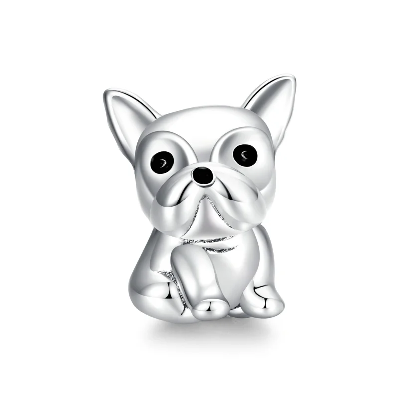 (image for) Pandora Style Silver Cute Frenchie Bulldog Charm - SCC1599 - Product Image