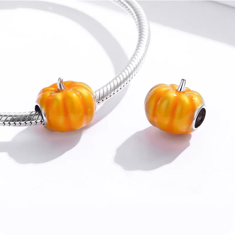 (image for) Pandora Style Silver Cute Pumpkin Charm - BSC333 - View 4