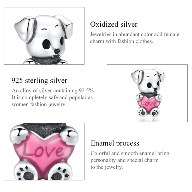 (image for) Pandora Style Silver Cute Puppy Charm - SCC1677 - View 7