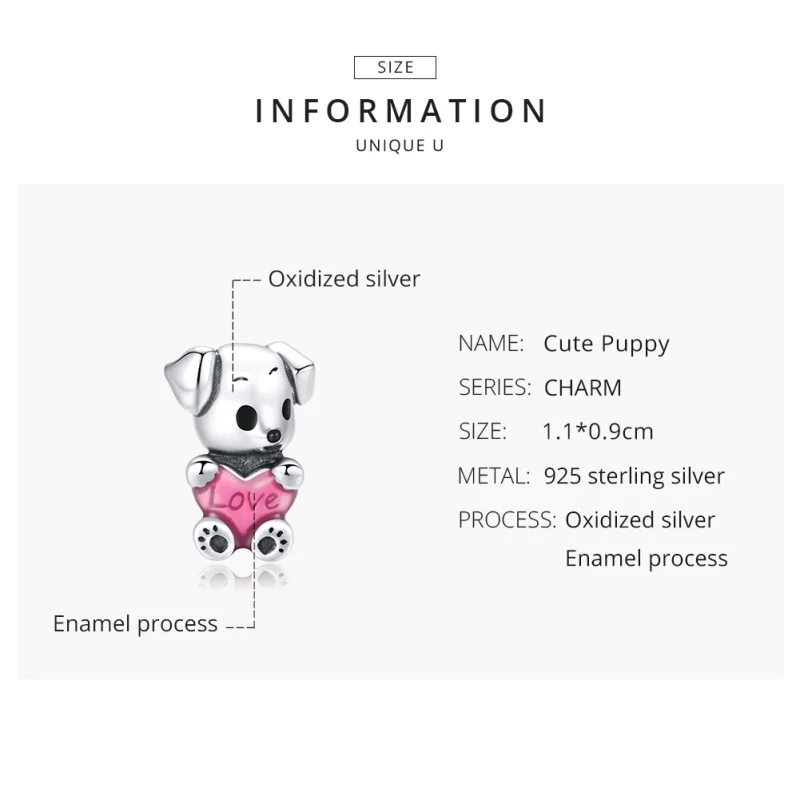 (image for) Pandora Style Silver Cute Puppy Charm - SCC1677 - View 8