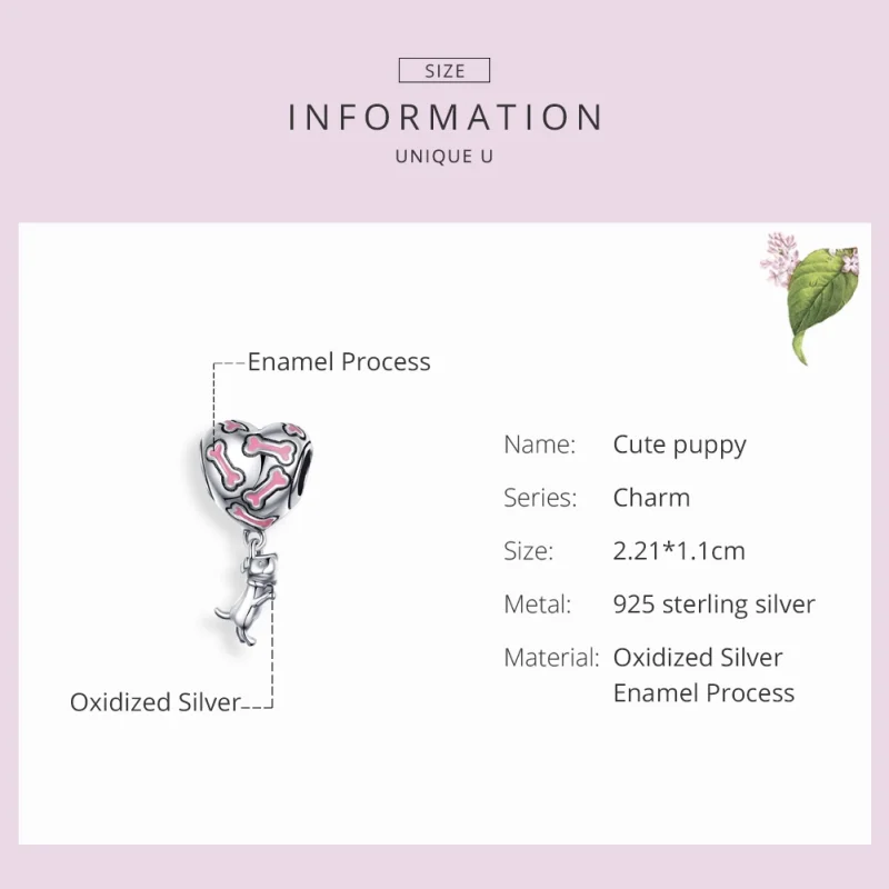 (image for) Pandora Style Silver Cute Puppy Dangle Charm - SCC1199 - View 3